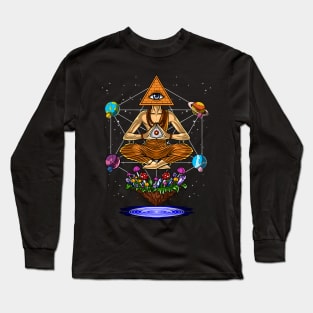 Illuminati Pyramid Psychedelic Mushrooms Long Sleeve T-Shirt